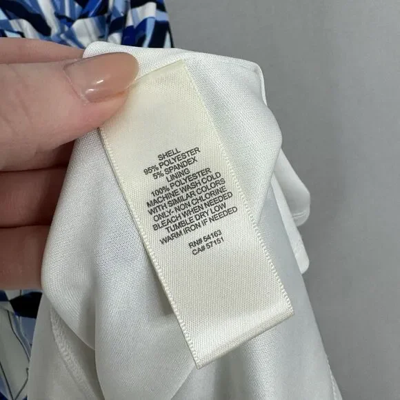 Eliza J Womens Dress 4 Blue Palm Leaf Jersey Knit Ruched Tropical Resort Vacay - Picture 11 of 12